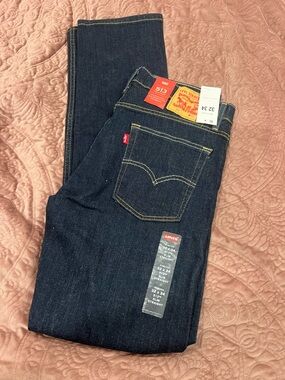 Levi's Dark Indigo Slim Straight Jeans with Yellow Stitching-513 32x34